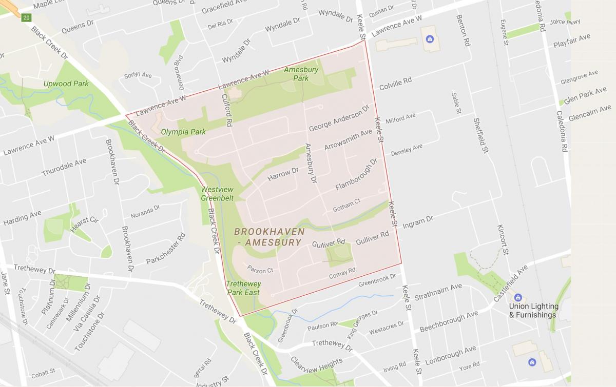 Kort Amesbury kvarter Toronto