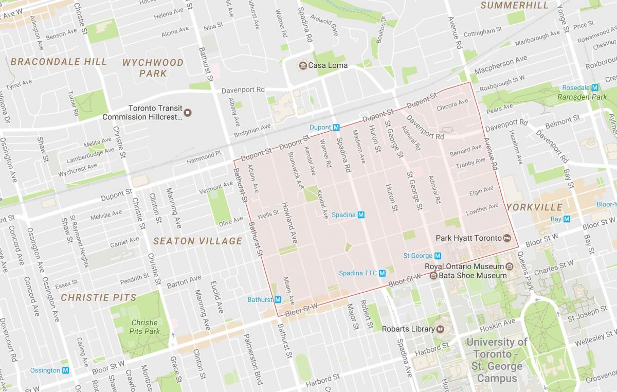 Kort over Bilag kvarter Toronto