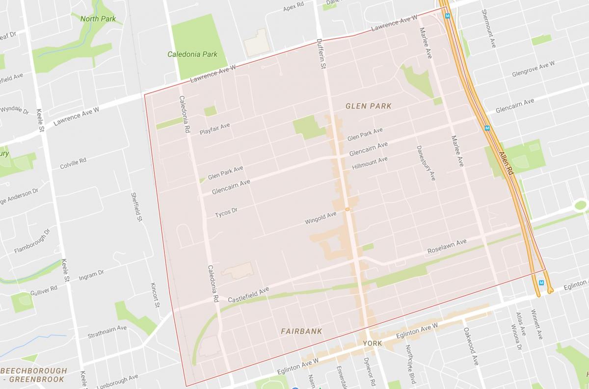 Kort over Briar Hill–Belgravia-kvarter Toronto