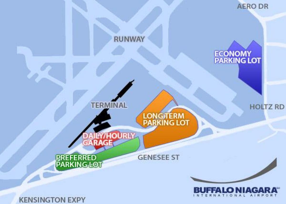 Kort over Buffalo Niagara lufthavn parkering