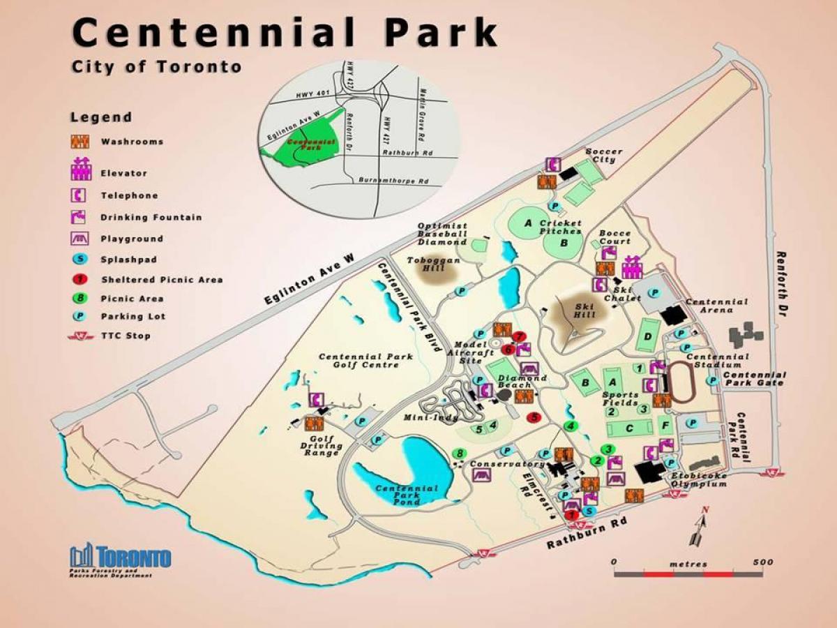 Kort over Centennial Park Drivhus Toronto