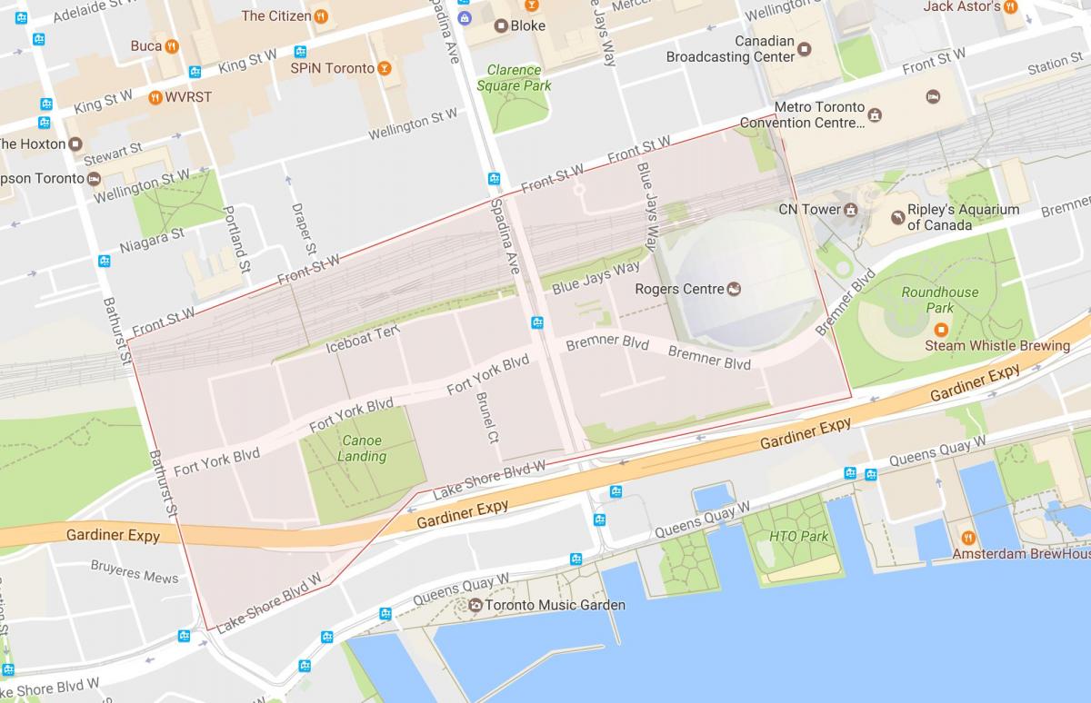 Kort over CityPlace-kvarter Toronto