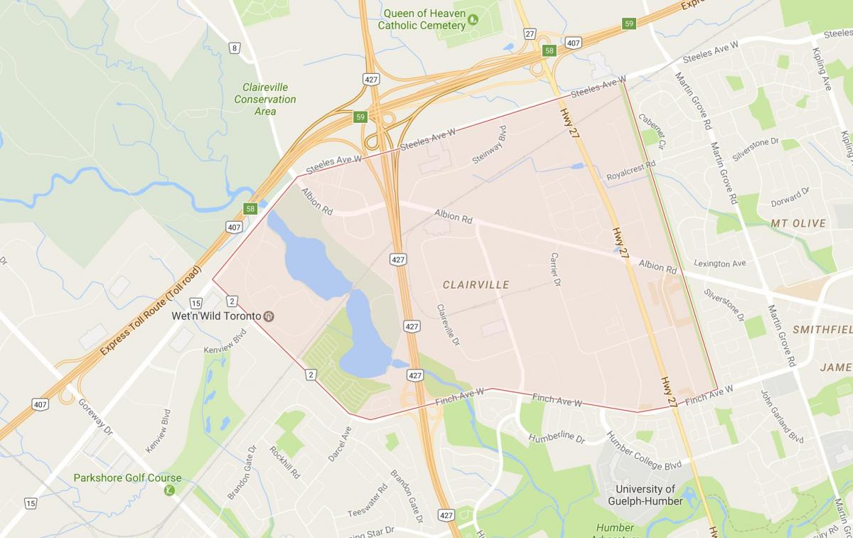 Kort over Clairville kvarter Toronto