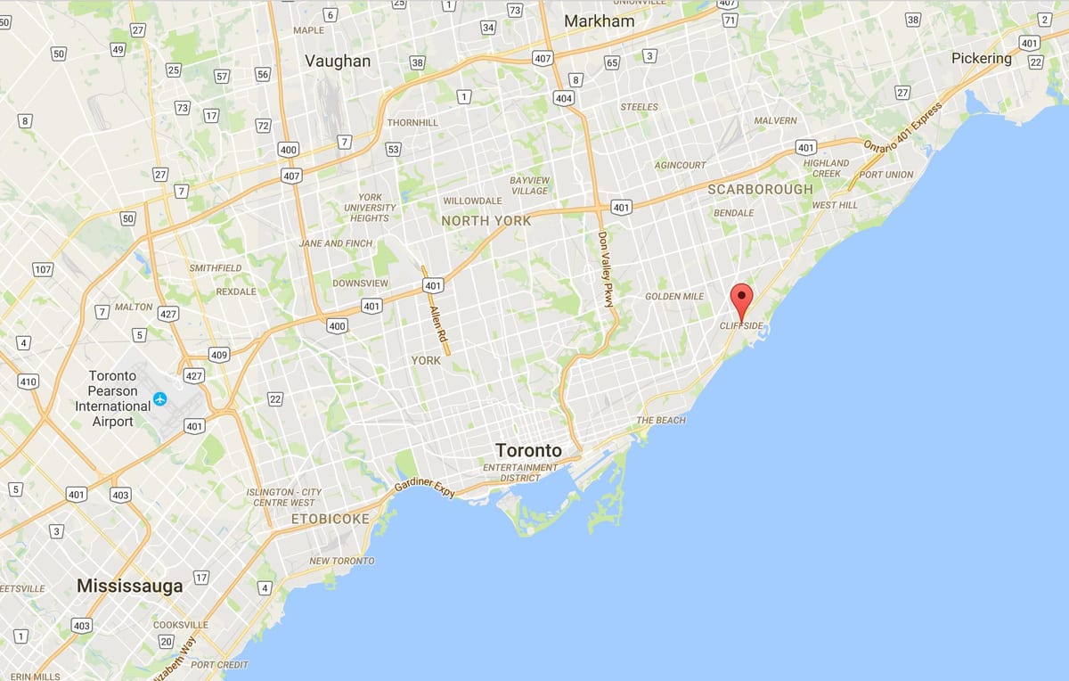 Kort over Fjeldsiden kvarter Toronto