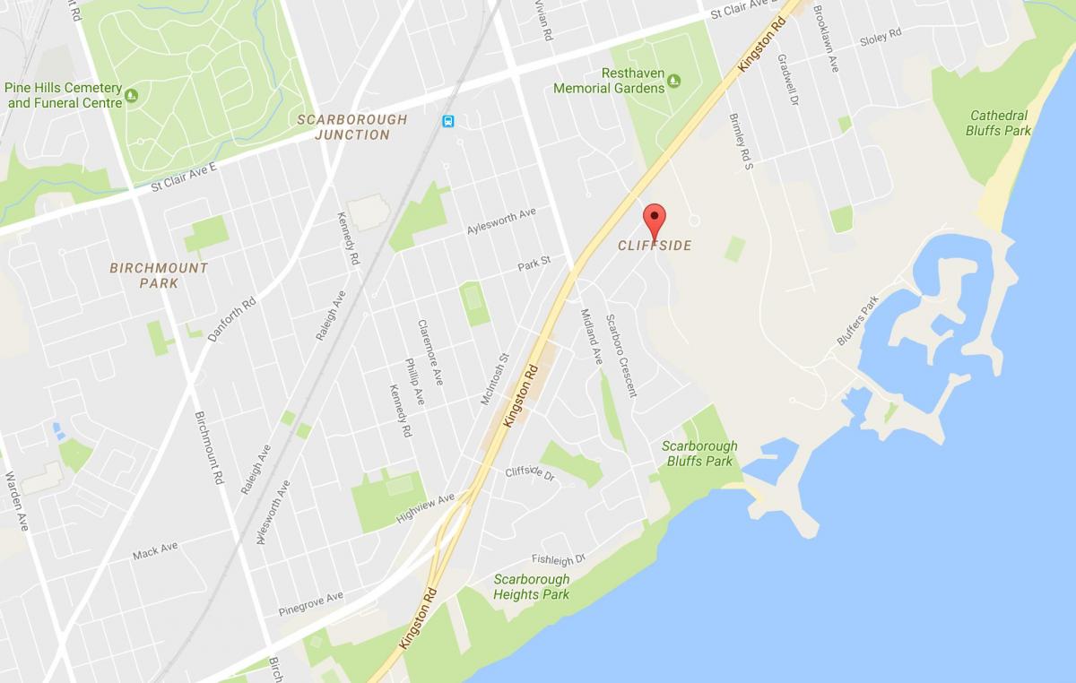 Kort over Fjeldsiden kvarter Toronto
