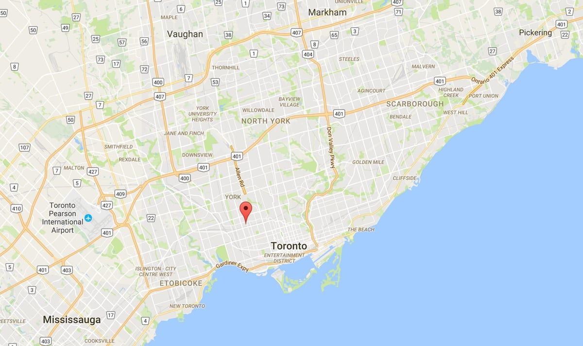 Kort over Davenport kvarter Toronto