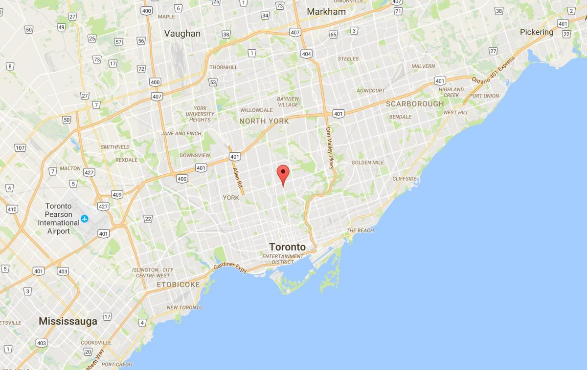 Kort over Davisville Village-distrikt Toronto
