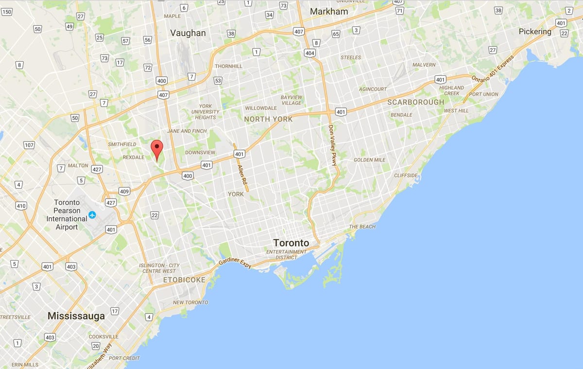 Kort over Elms-kvarter Toronto