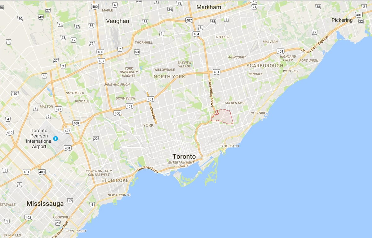 Kort over Den Stejle Sti-kvarter Toronto