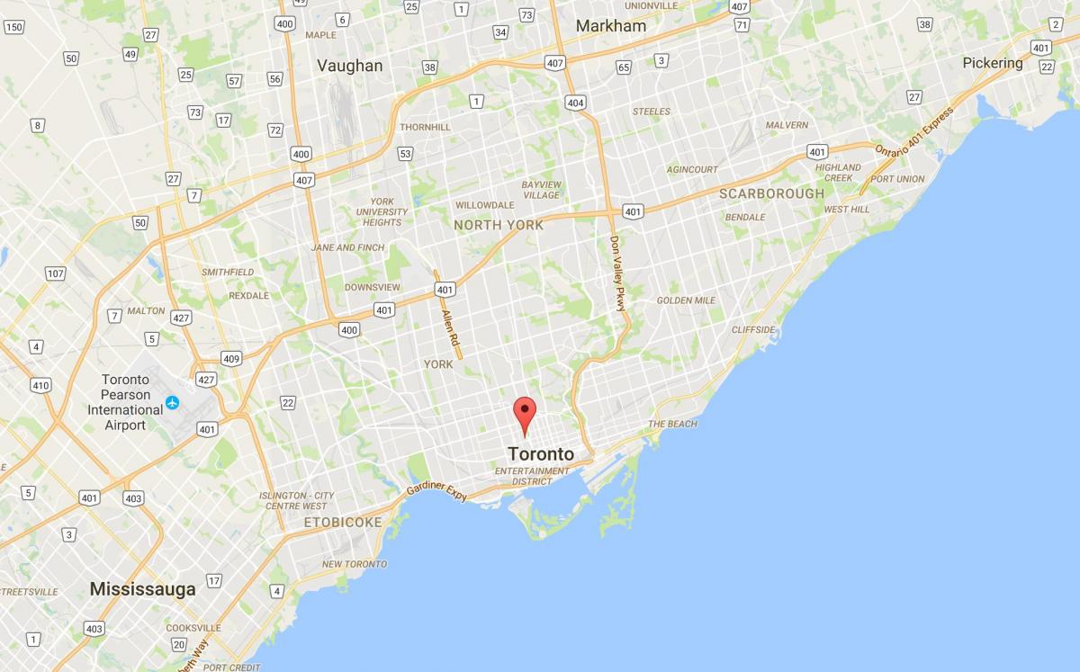 Kort over Discovery-Distriktet distriktet Toronto