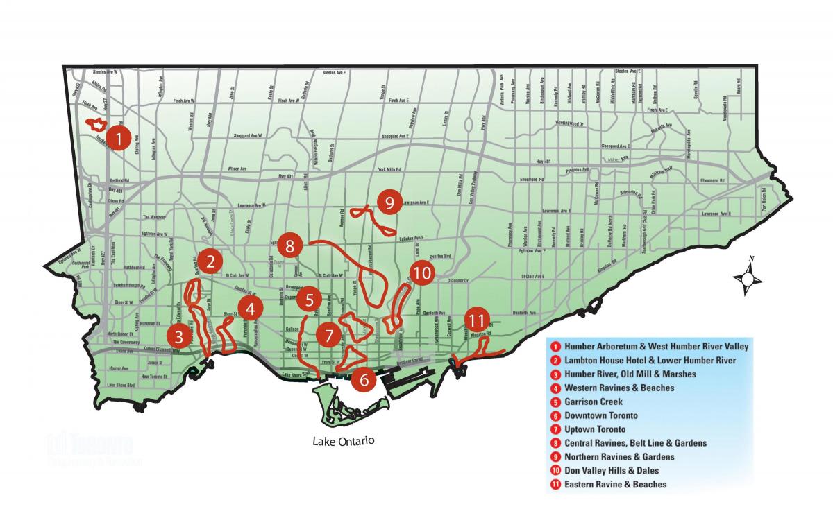 Kort over opdagelsen gang Toronto