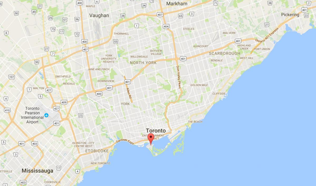 Kort over kvarteret Toronto Øer distrikt Toronto