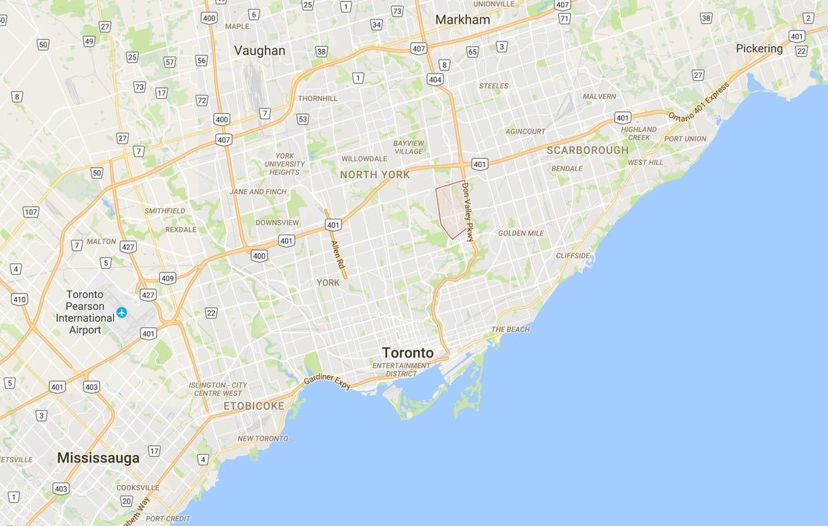 Kort over Don Mills-kvarter Toronto