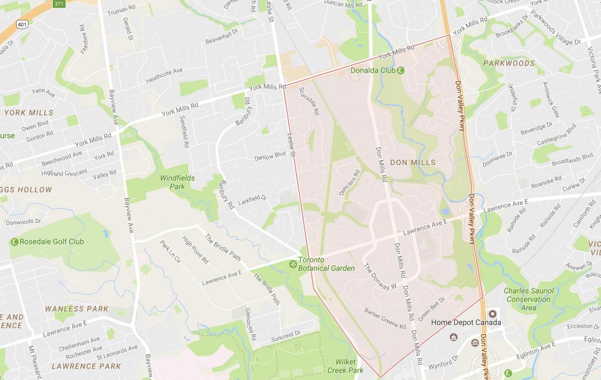Kort over Don Mills-kvarter Toronto