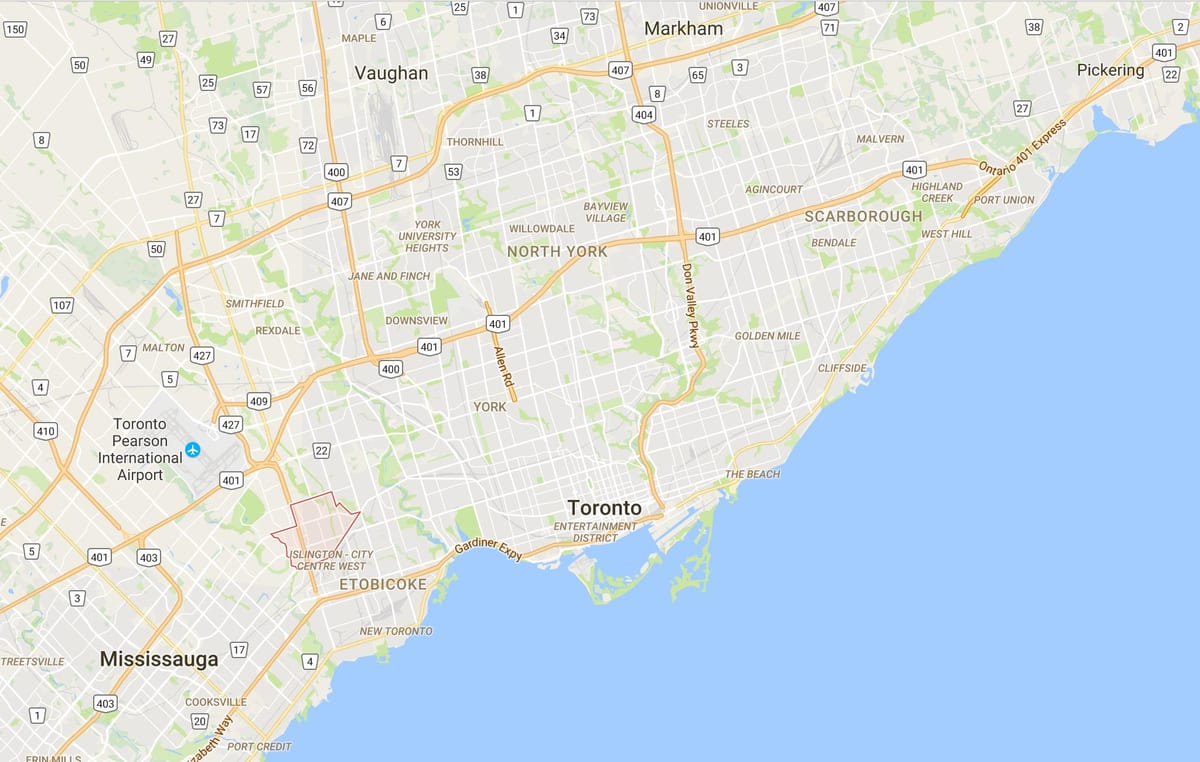 Kort over Eatonville kvarter Toronto