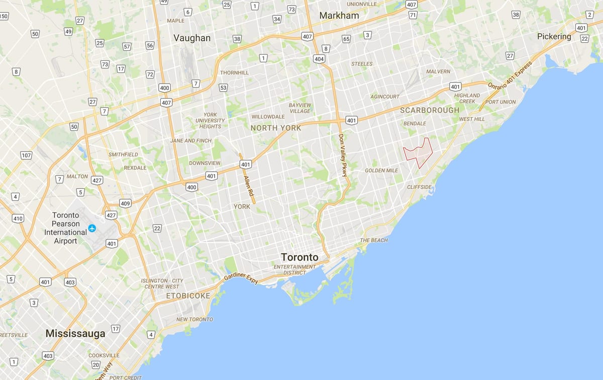 Kort over Eglinton Øst distrikt Toronto
