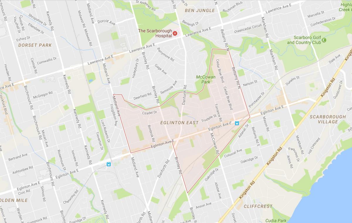 Kort over Eglinton East Toronto