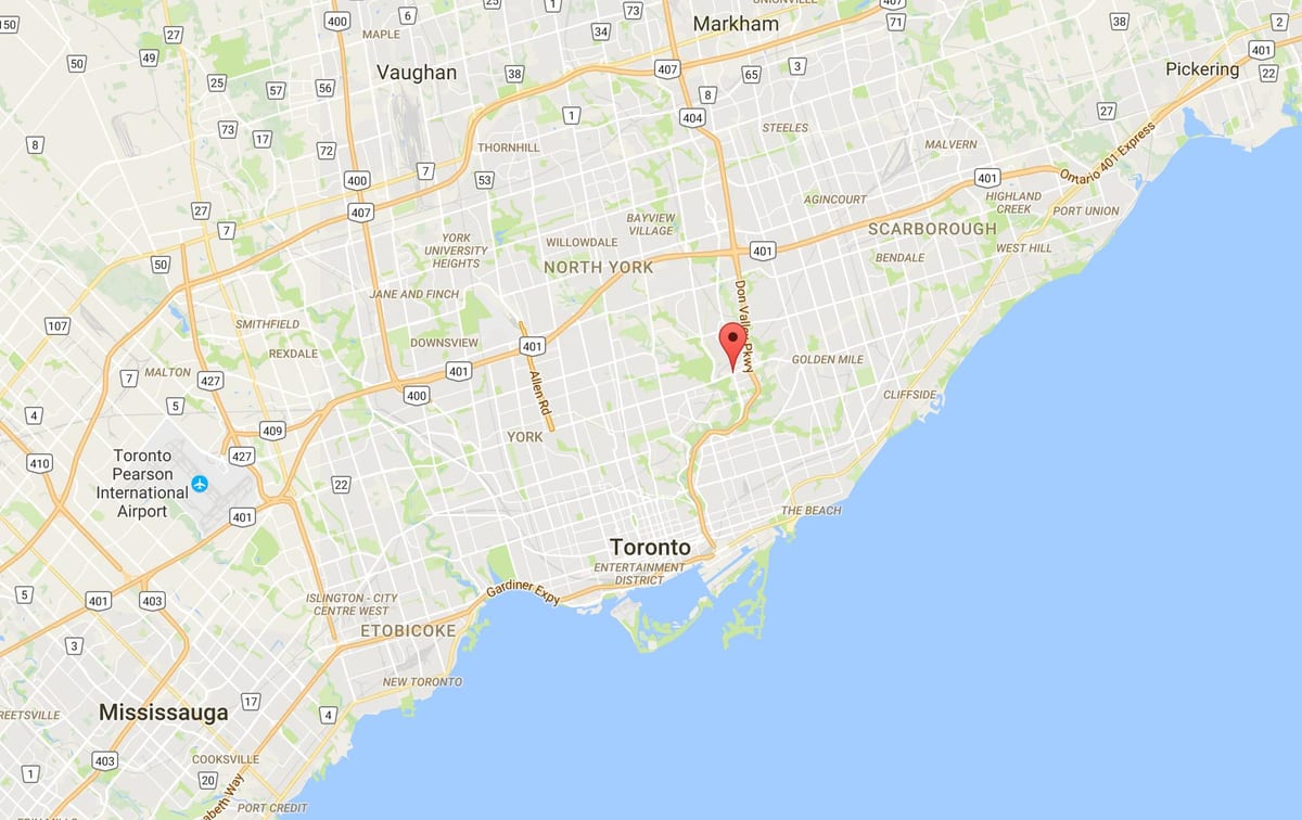 Kort over Flemingdon Park kvarter Toronto