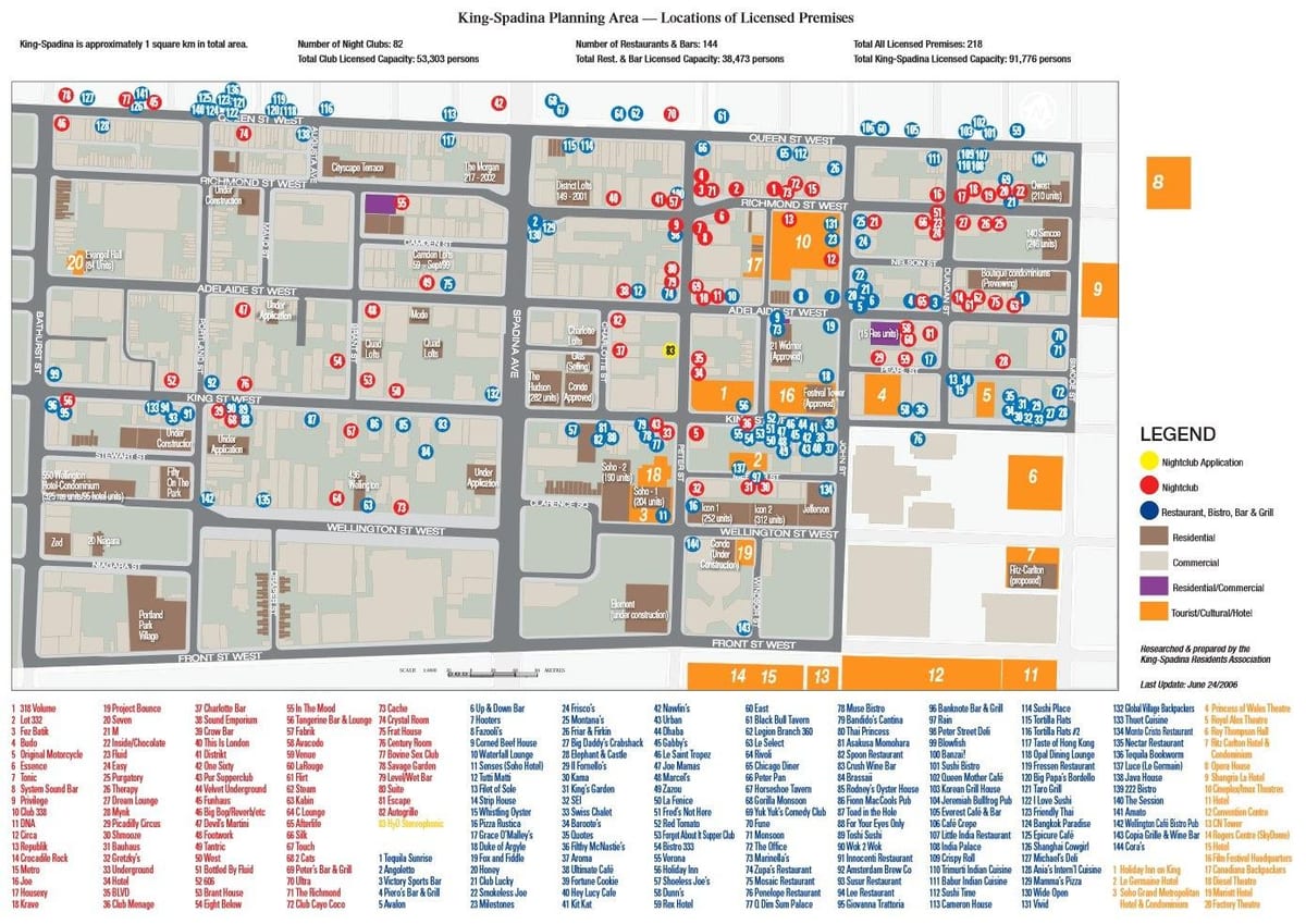 Kort over Underholdnings-Distriktet Toronto oplysninger