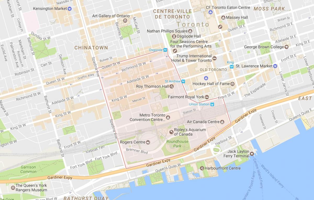 Kort over Underholdnings-Distriktet kvarter Toronto
