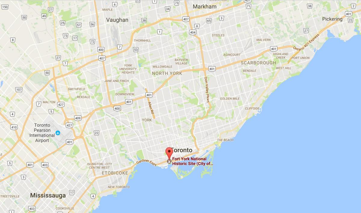 Kort over Fort York district Toronto
