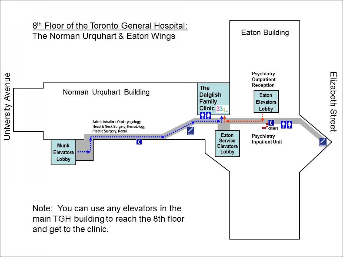 Kort over General Hospital 8 sal Toronto
