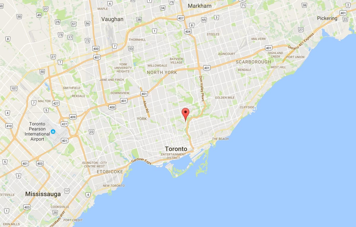 Kort over Governor ' s Bro-distriktet Toronto