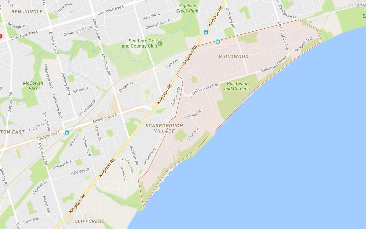 Kort over Guildwood kvarter Toronto