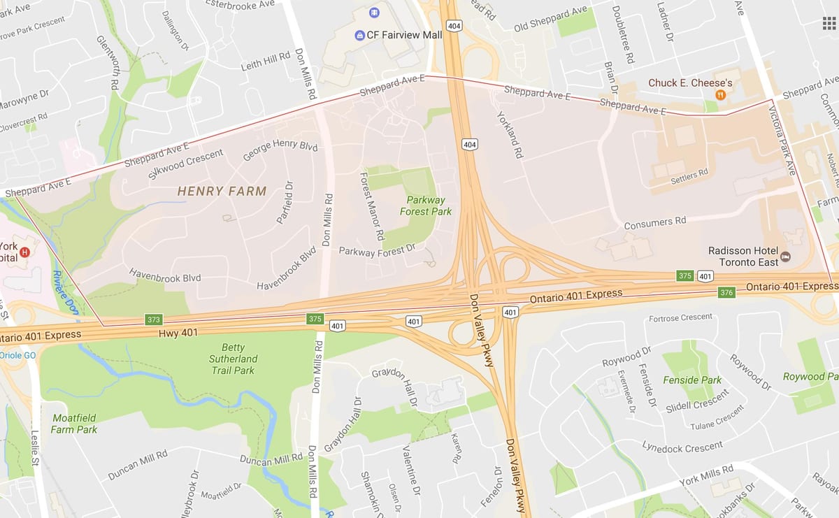 Kort Henry Gård kvarter Toronto