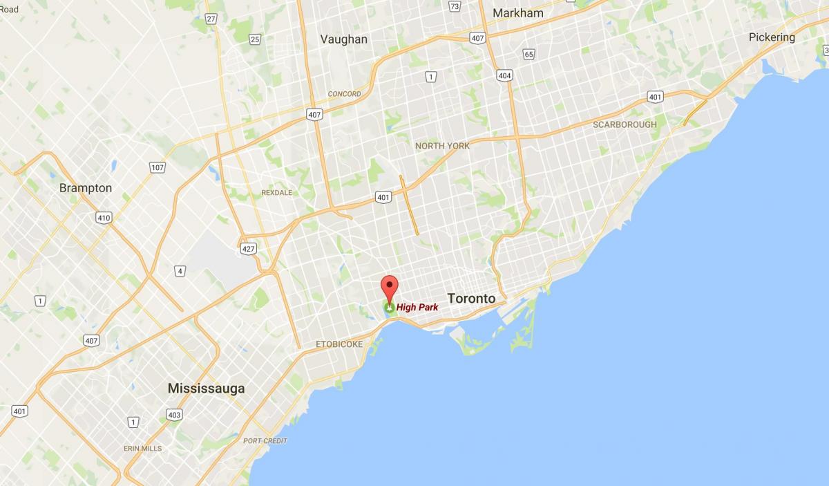 Kort af Høj Park kvarter Toronto