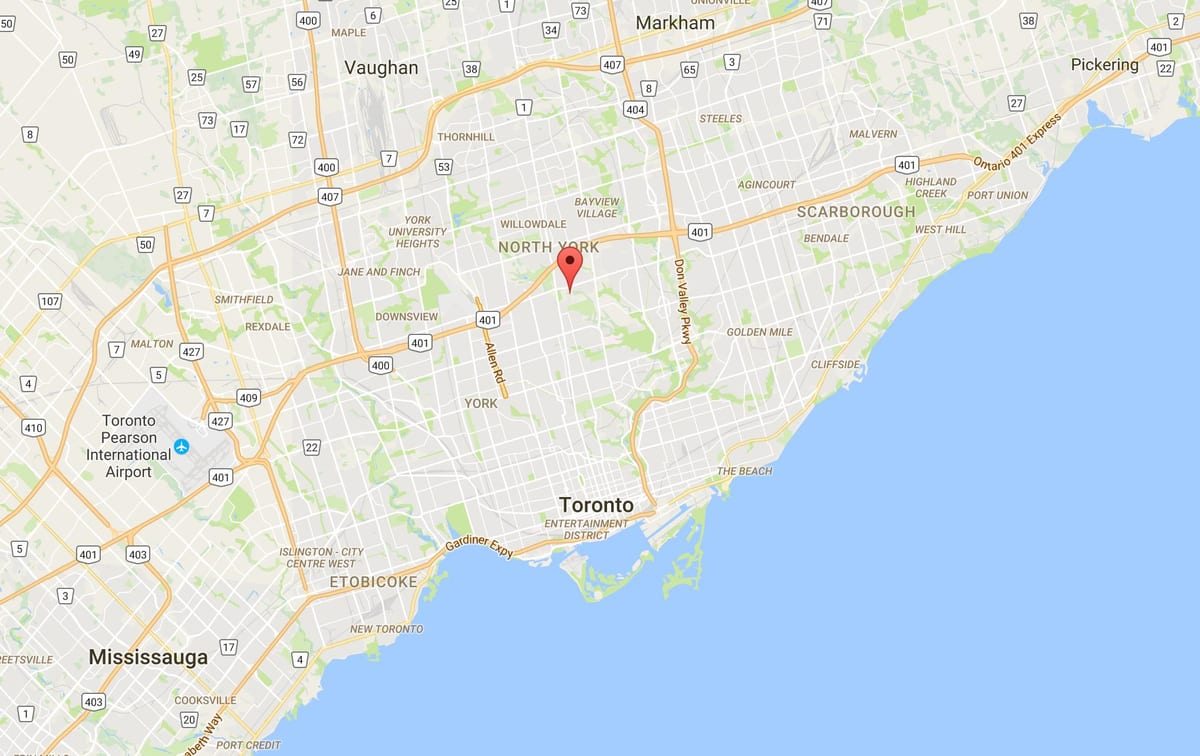 Kort over Hoggs Hule-kvarter Toronto