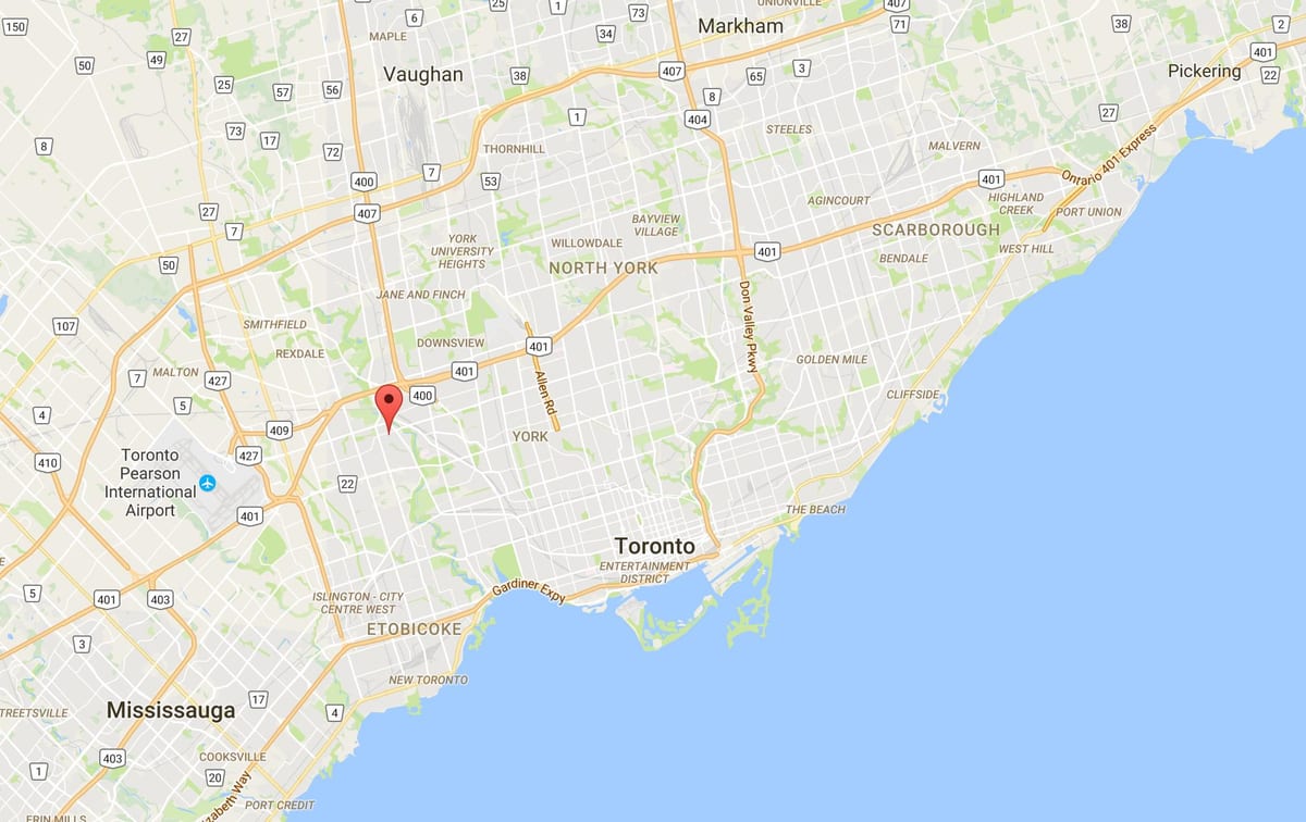 Kort af Humber Højder – Westmount kvarter Toronto