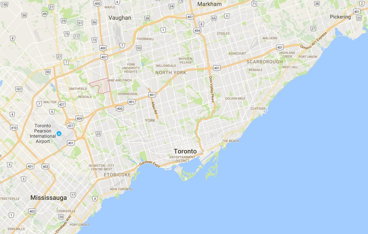 Kort over Humbermede kvarter Toronto