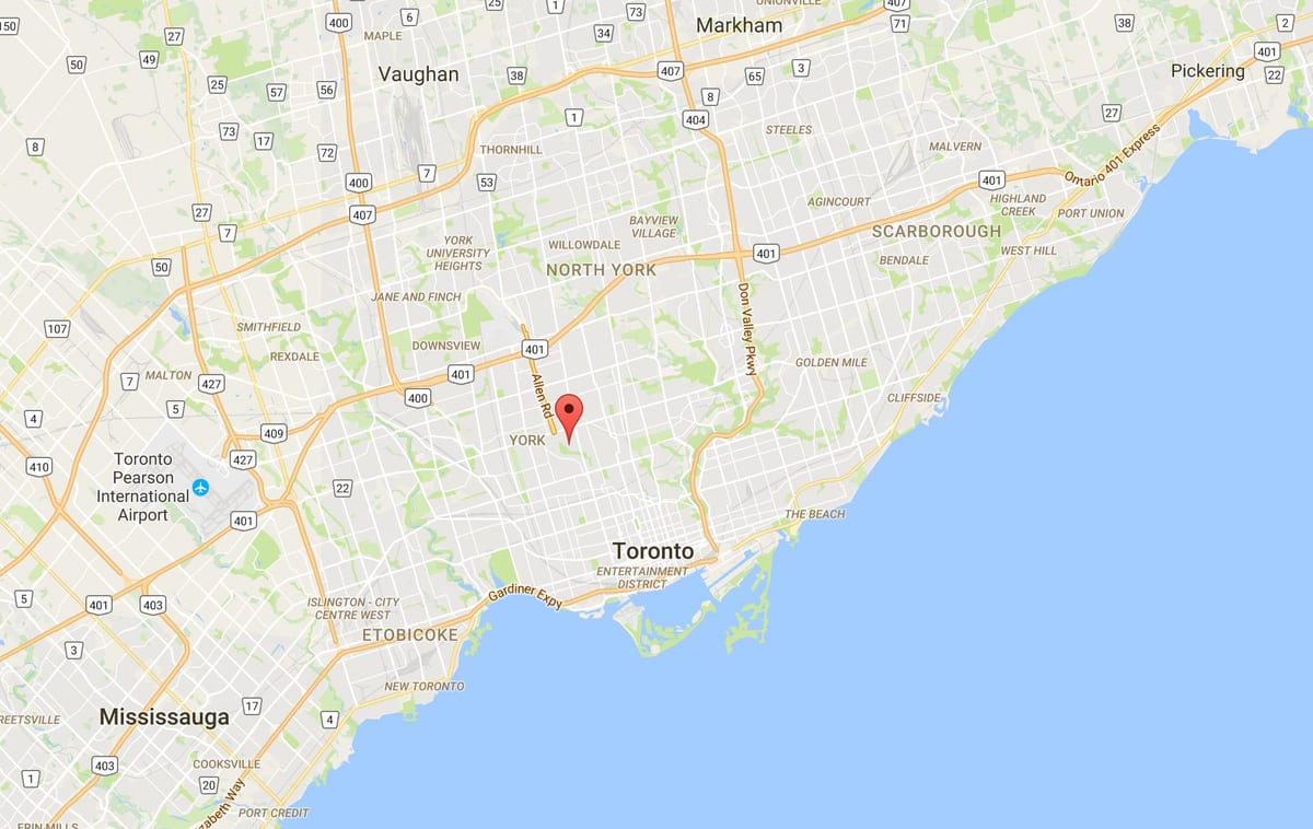 Kort over Humewood–Cedarvale kvarter Toronto