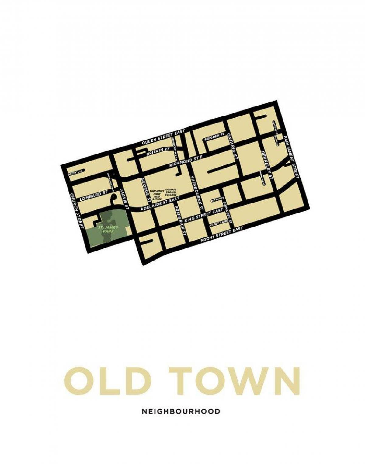 Kort over Kvarteret Old Town Toronto