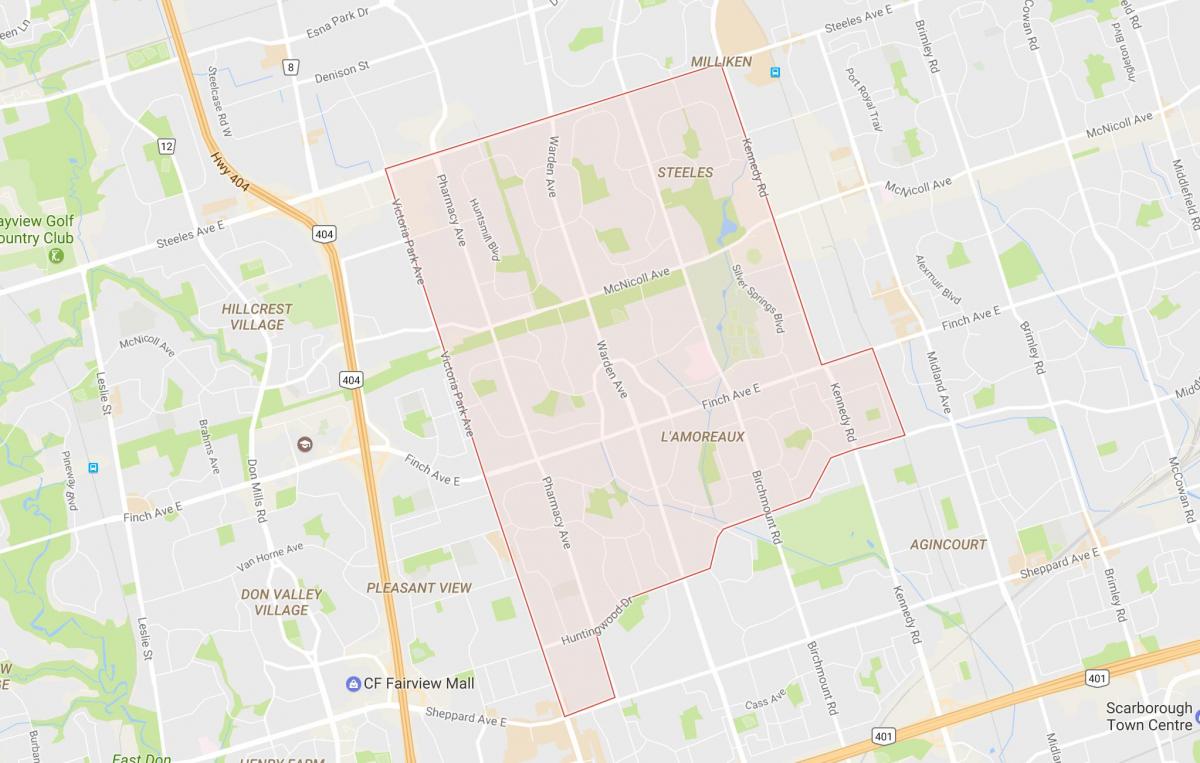 Kort L'Amoreaux kvarter Toronto