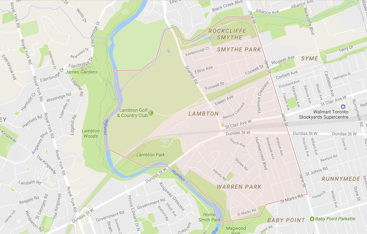 Kort Lambton kvarter Toronto