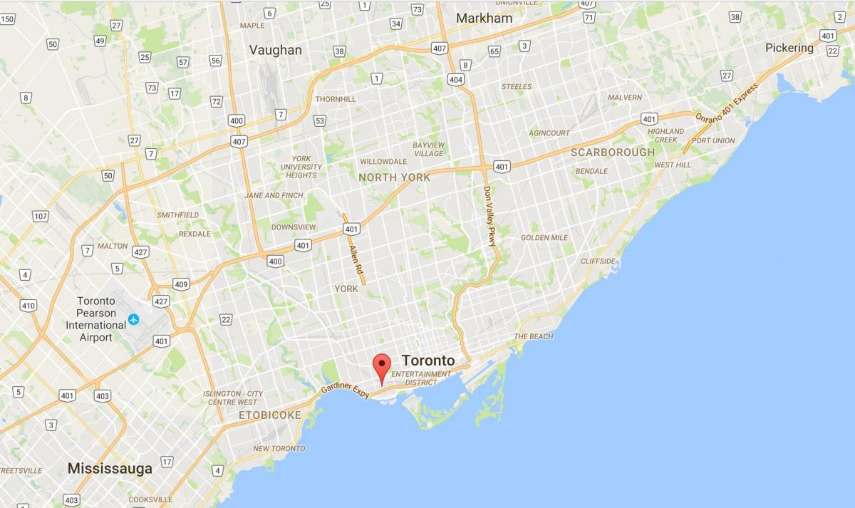 Kort om Frihed Village-distrikt Toronto
