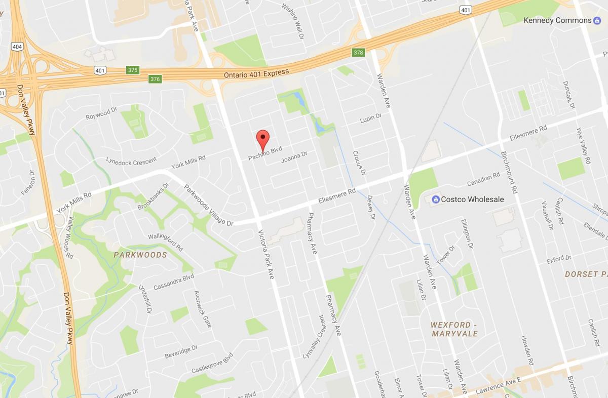 Kort over Maryvalen eighbourhood Toronto