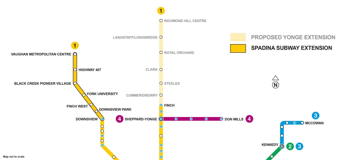 Kort over metro Toronto udvidelse