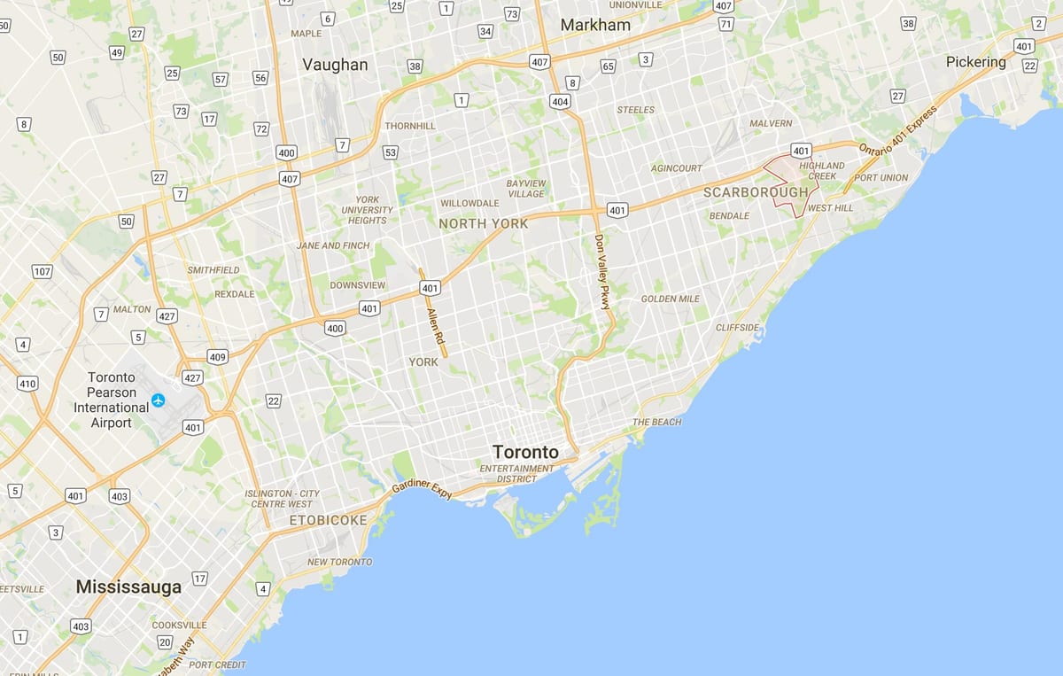 Kort over Morningside kvarter Toronto