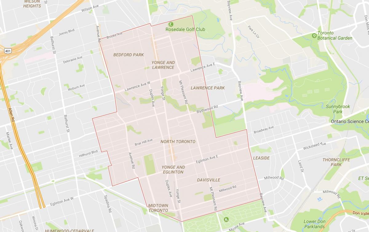 Kort over det Nordlige kvarter Toronto