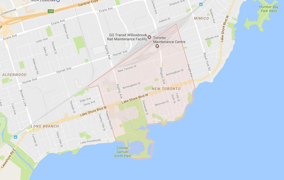 Kort over Nye Toronto-kvarter Toronto