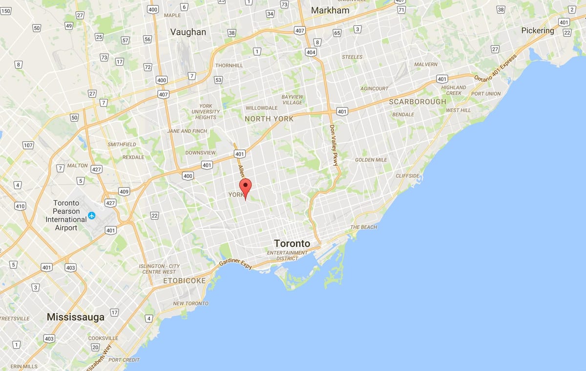 Kort over Oakwood–Vaughan-kvarter Toronto