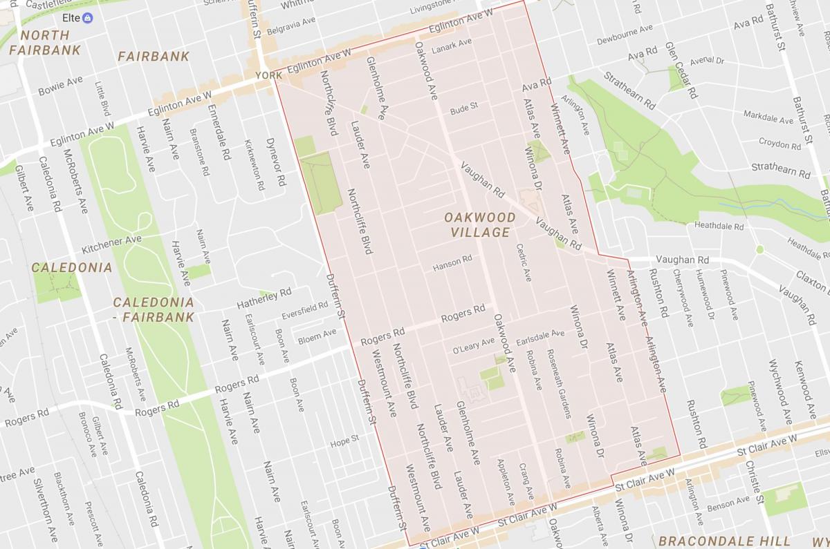 Kort over Oakwood–Vaughan kvarter Toronto