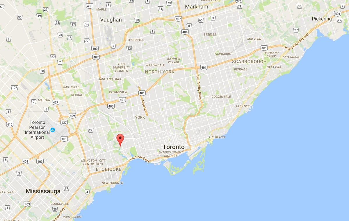 Kort over Gamle Mølle-kvarter Toronto