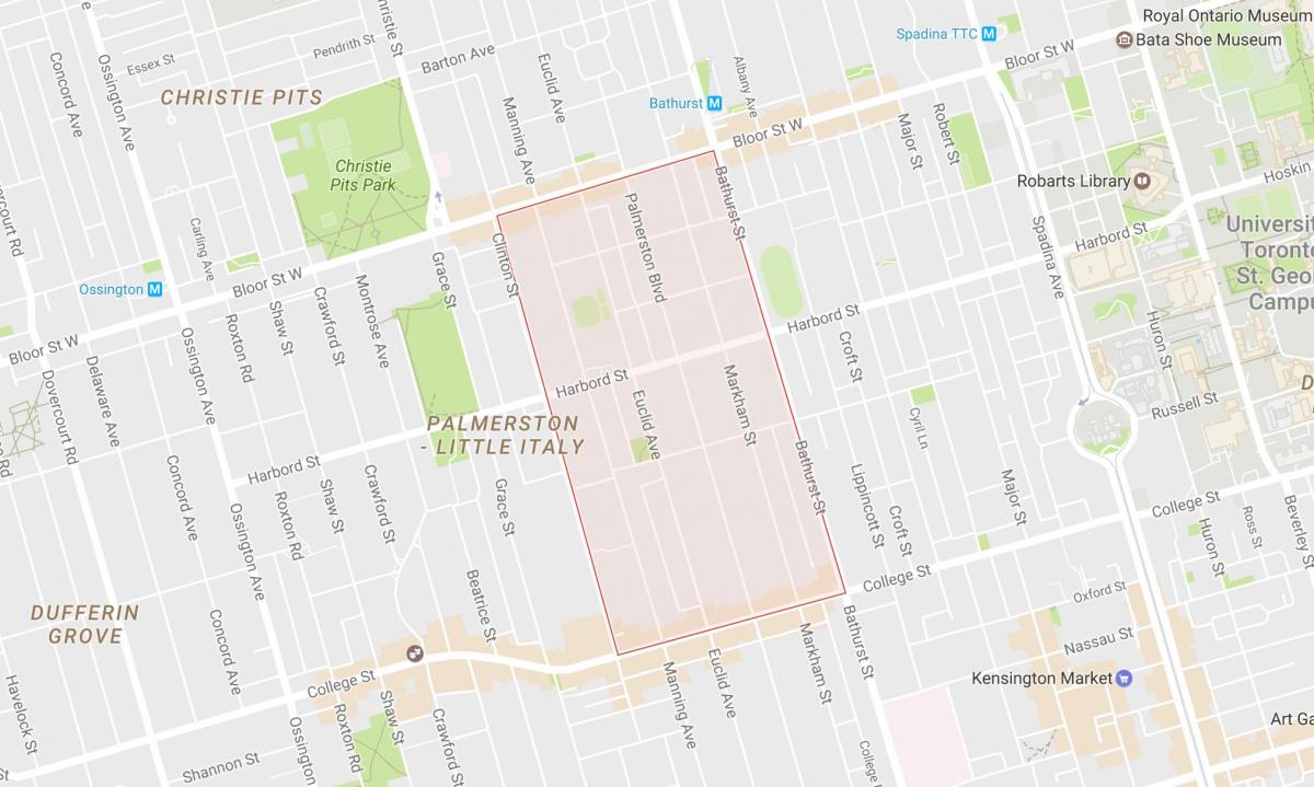 Kort over Palmerston kvarter Toronto