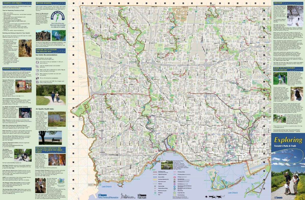 Kort over parker og vandreruter Vest for Toronto