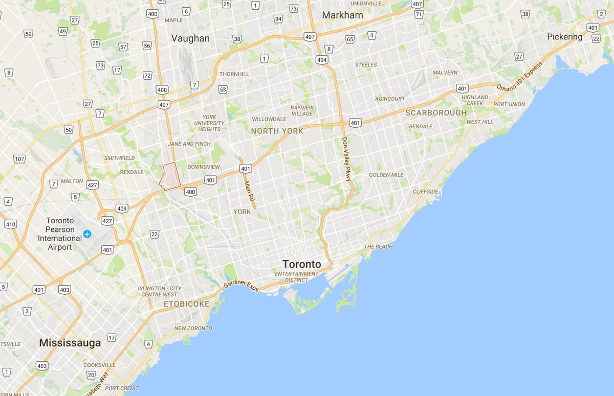 Kort over Pelmo Park – Humberlea kvarter Toronto
