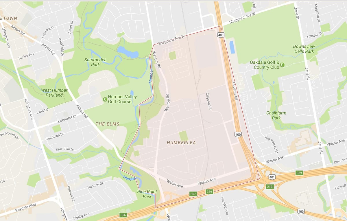 Kort over Pelmo Park – Humberlea kvarter Toronto